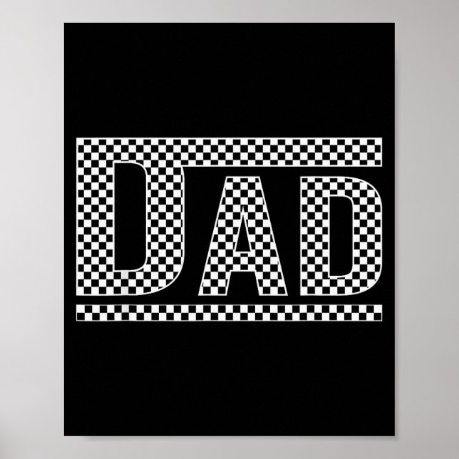 Chequered Dad Black White Funny Dad Father's Day M Poster (Front)