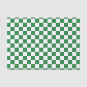 Chequered Dark Green and White Tissue Paper