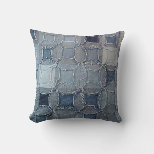 Chequered Denim Pillow (Front)