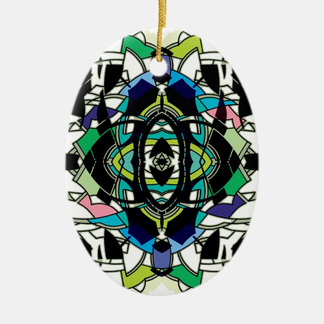 Chequered Design Ceramic Tree Decoration (Front)