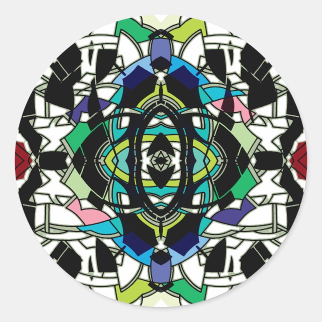 Chequered Design Classic Round Sticker (Front)