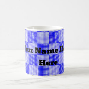Chequered Design Coffee Mug With Name Tag