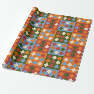 Chequered Diamond Repeat Pattern Wrapping Paper