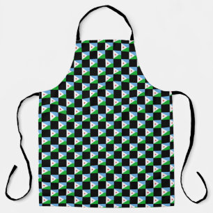 Chequered Djibouti Flag Pattern  Apron