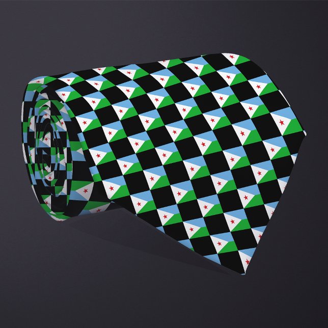 Chequered Djibouti Flag Pattern  Tie (Creator Uploaded)