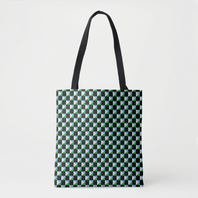 Chequered Djibouti Flag Pattern  Tote Bag (Front)