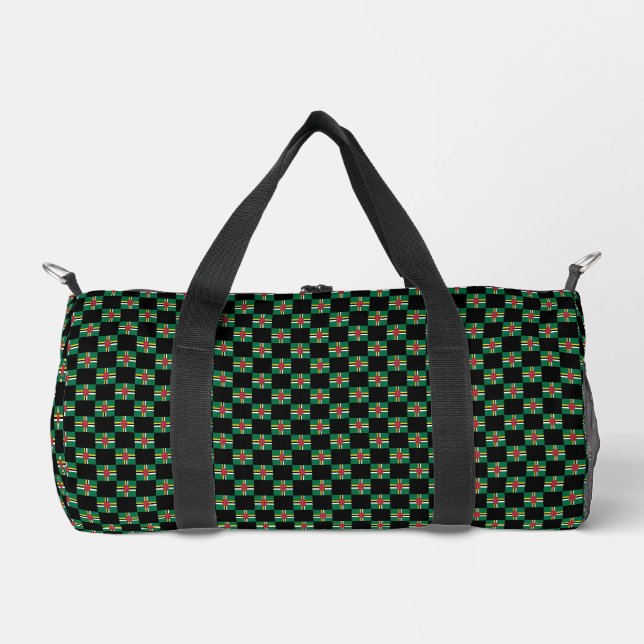 Chequered Dominica Flag Pattern  Duffle Bag (Front)