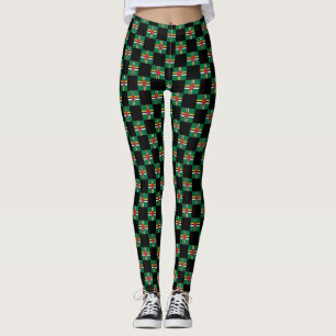 Chequered Dominica Flag Pattern Leggings