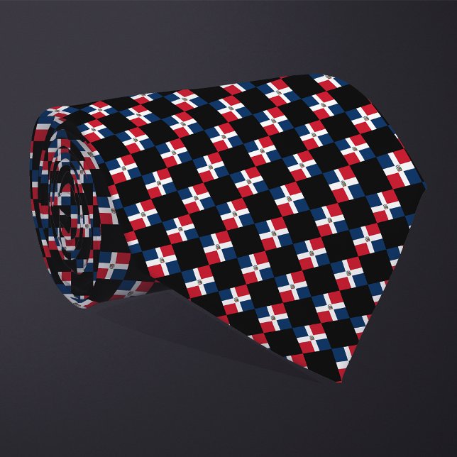 Chequered Dominican Republic Flag Pattern  Tie (Creator Uploaded)