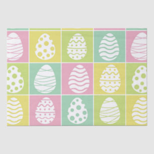Chequered Easter Eggs on Pastel Checkeroards  Tissue Paper