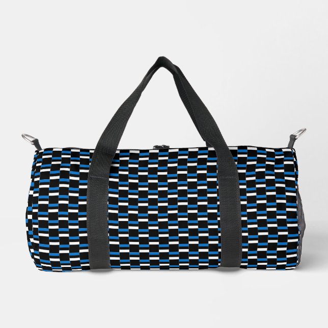 Chequered Estonia Flag Pattern  Duffle Bag (Front)