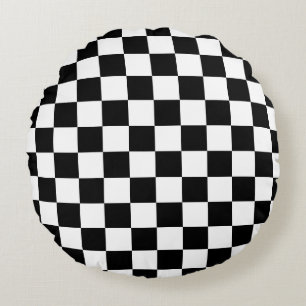 Chequered finish flag auto racing pattern custom round cushion