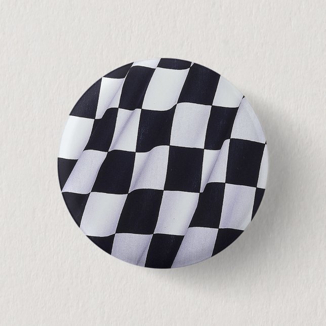 Chequered flag 3 cm round badge (Front)