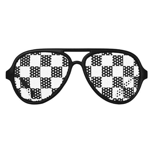 Chequered flag auto racing party shades sunglasses (Front)