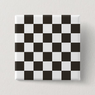 Chequered Flag (Black and White) (Checker Pattern) 15 Cm Square Badge