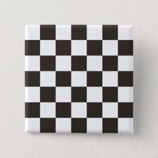 Chequered Flag (Black and White) (Checker Pattern) 15 Cm Square Badge