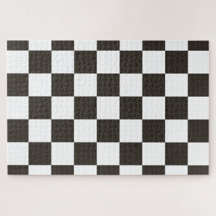Chequered Flag (Black and White) (Checker Pattern) Jigsaw Puzzle
