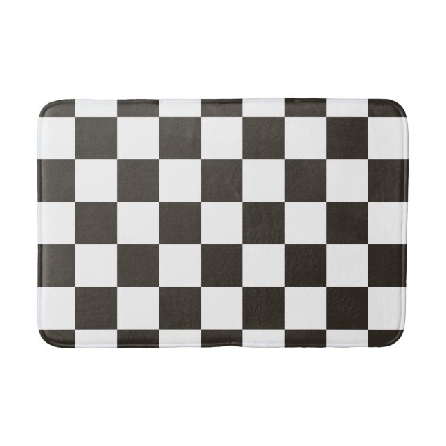 Chequered Flag (Black and White) (Chequered Patter Bath Mat (Front)