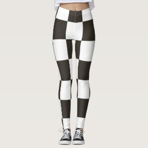 Chequered Flag (Black and White) (Chequered Patter Leggings