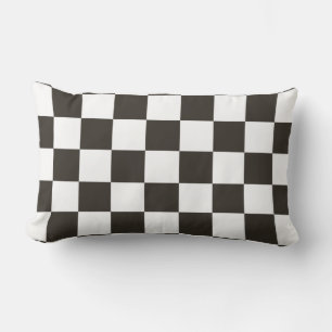 Chequered Flag (Black and White) (Chequered Patter Lumbar Cushion