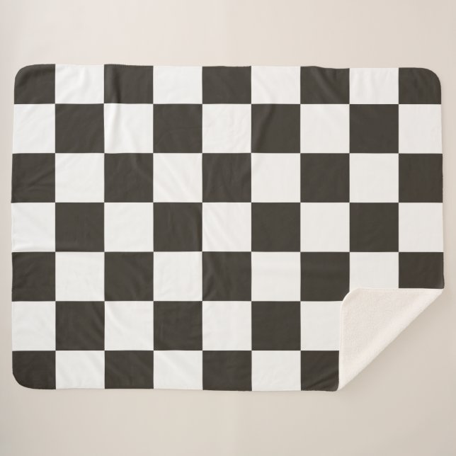Chequered Flag (Black and White) (Chequered Patter Sherpa Blanket (Front (Horizontal))