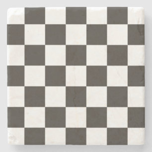 Chequered Flag (Black and White) (Chequered Patter Stone Coaster