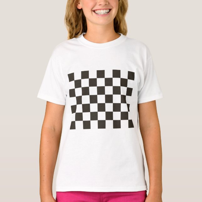 Chequered Flag (Black and White) (Chequered Patter T-Shirt (Front)