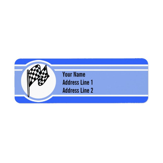 Chequered Flag; Blue Return Address Label (Front)