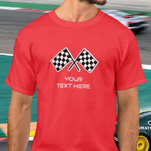 Chequered Flag Car Bike Racing Red T-Shirt