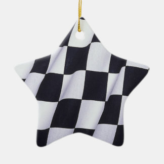 Chequered flag ceramic ornament