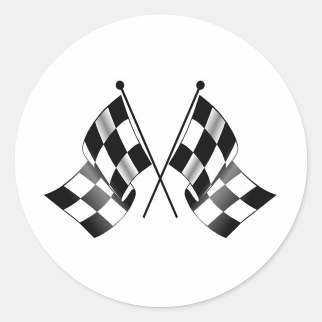 chequered flag classic round sticker (Front)
