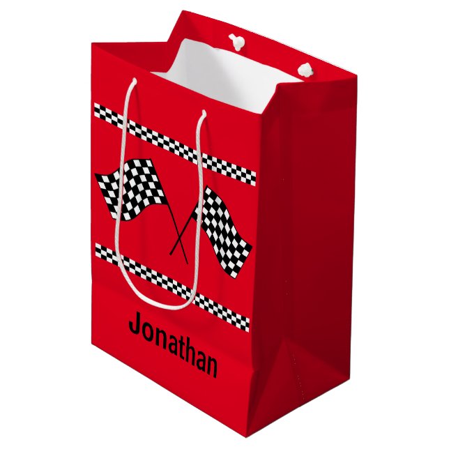 Chequered Flag Design Gift Bag (Front Angled)