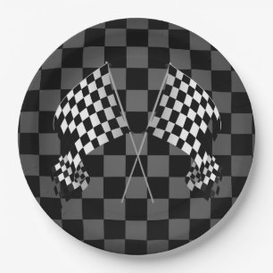 Chequered Flag Design Paper Party Plate
