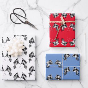 Chequered Flag Design Wrapping Paper Sheet