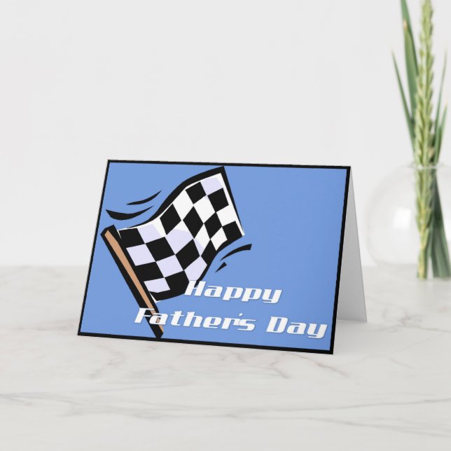 Chequered Flag Happy Father's Day Greeting Card (Front)