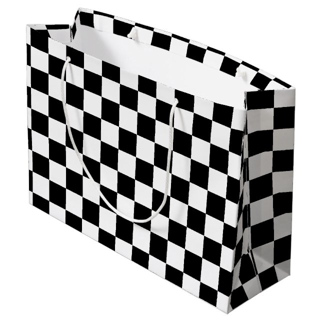 Chequered flag large gift bag (Back Angled)