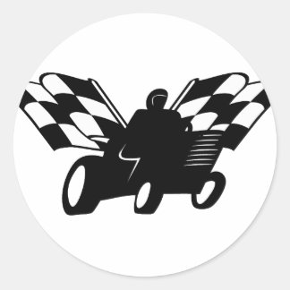 Chequered Flag Lawnmower Racer Classic Round Sticker