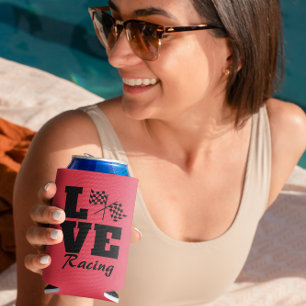 Chequered Flag Love Racing Weekend Party Can Cooler
