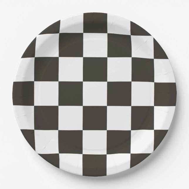 Chequered Flag pattern Paper Plate (Front)