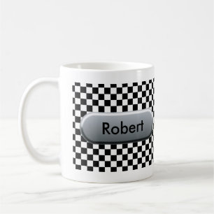 Chequered Flag Personalised Racing Fan Coffee Mug