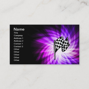 Chequered Flag; purple Business Card