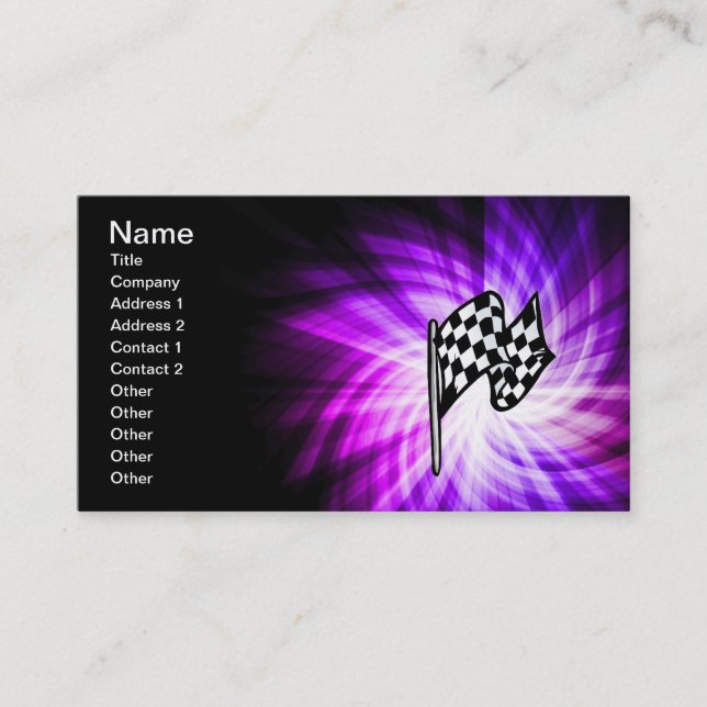 Chequered Flag; purple Business Card (Front)
