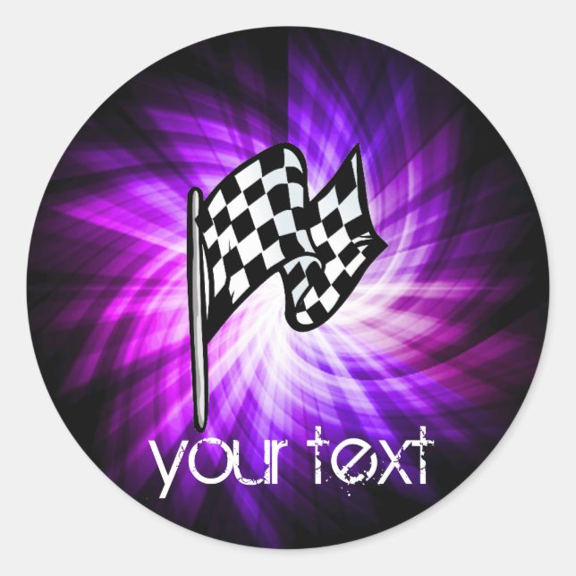 Chequered Flag; purple Classic Round Sticker (Front)
