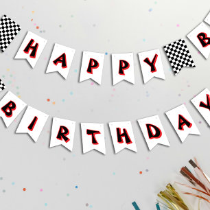 Chequered Flag Race Car Happy Birthday