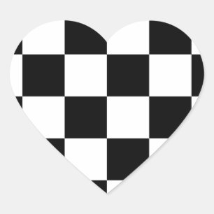 Chequered Flag Racing Chess Checkers Chessboard Heart Sticker