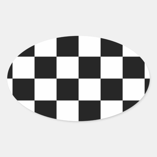 Chequered Flag Racing Chess Checkers Chessboard Oval Sticker (Front)