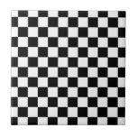 Chequered Flag Racing Design Chess Checkers Board Ceramic Tile<br><div class="desc">Chequered Flag Racing Design Chess Checkers Chequerboard Squares Car Floor Mat.  Classic chequered flag race winner's black and white mosaic tile pattern driver, chequered, squares, mosaic, racing, winner, chess, chequerboard, checkers, black, white</div>