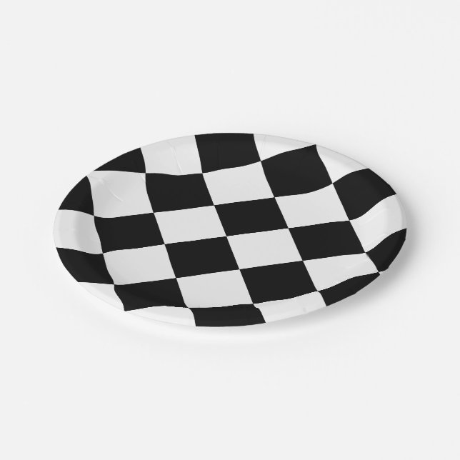 Chequered Flag Racing Design Paper Plate (Angled)