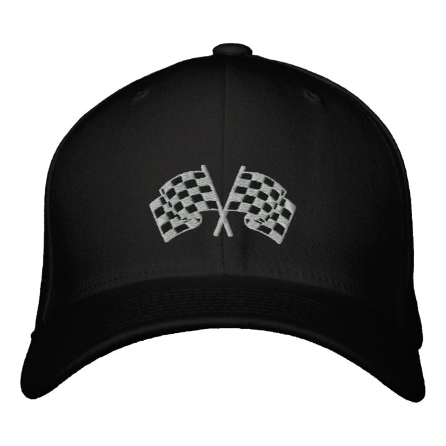 Chequered flag racing motorsport black cap (Front)
