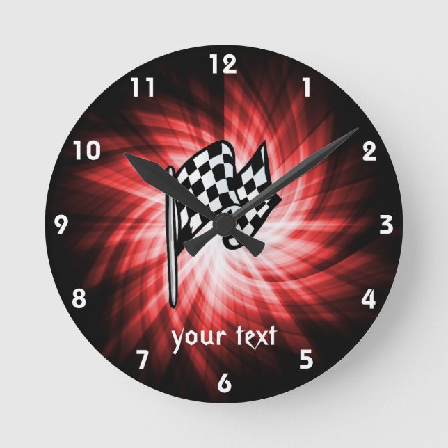 Chequered Flag; red Round Clock (Front)